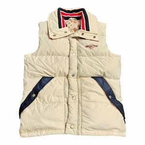 Rare Vintages 80s ARKTIS Puffer Down Vest Jacket Mens Size Large Cream Blue Snap